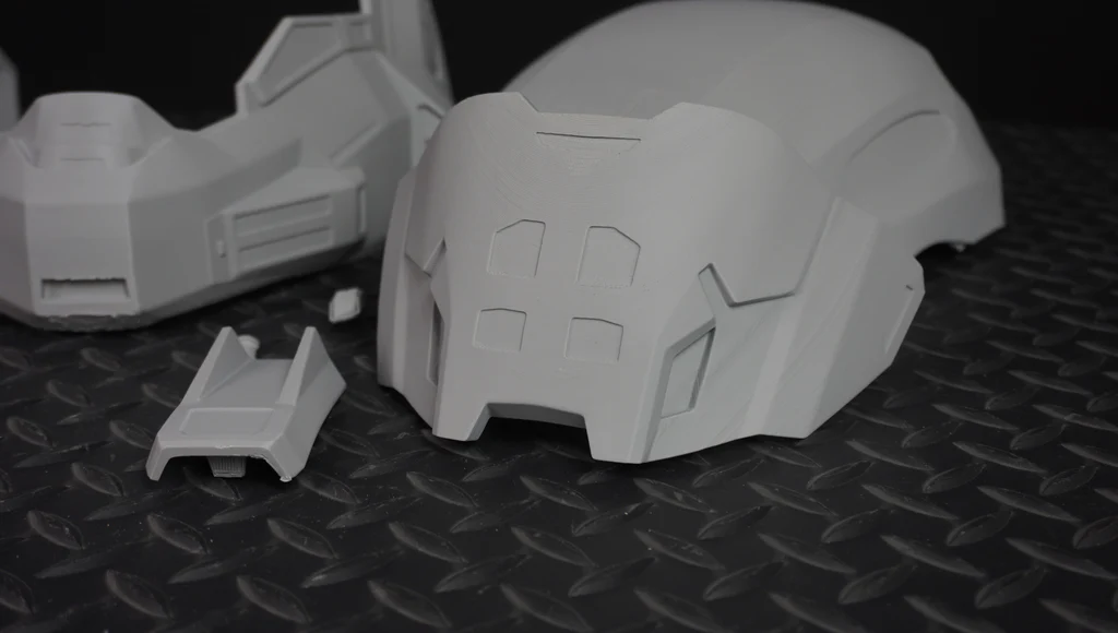 Halo Reach Noble 6-hjälm från sidan – rå 3D-print