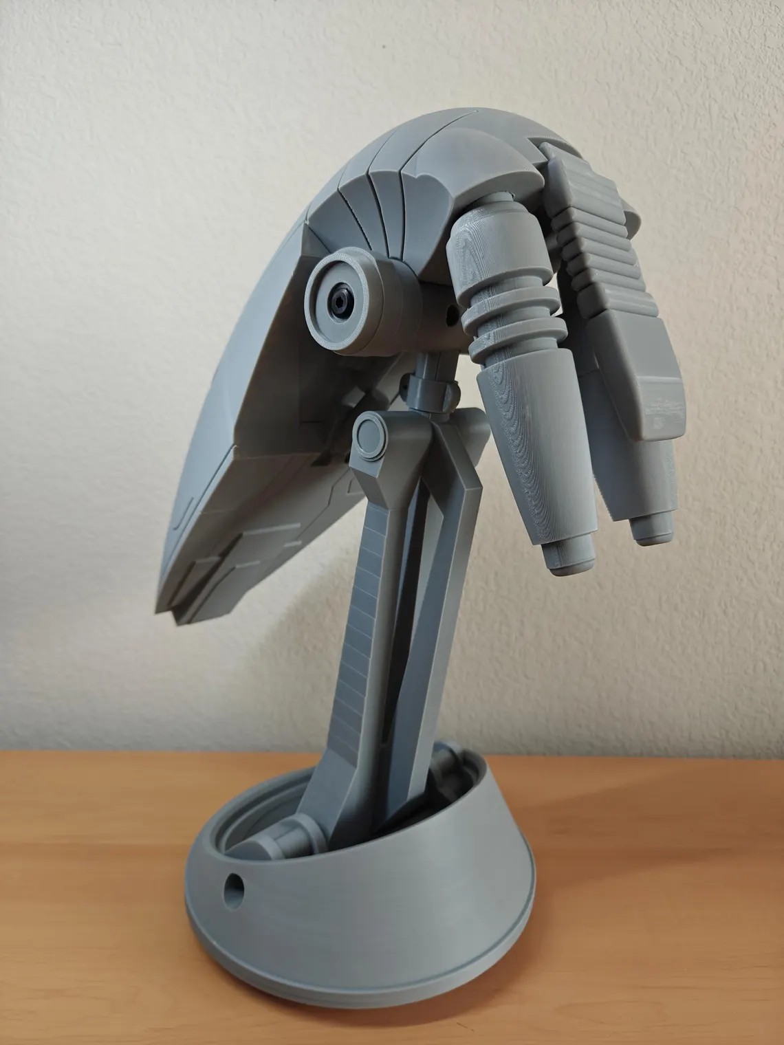 B1 Battle Droid huvud displaybust bakifrån – 3D‑printat kit för montering